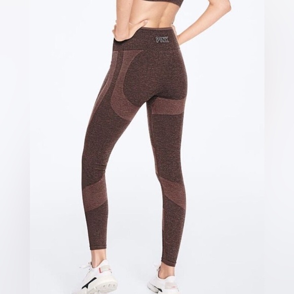 PINK Victoria's Secret Seamless Workout Leggings in Merlot Size Large - Picture 1 of 5